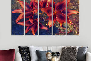 Картина на холсте KIL Art Бордовая садовая лилия 87x50 см (973-51)