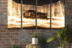 Картина на холсте KIL Art Брутальный огненный автомобиль 209x133 см (1401-41)