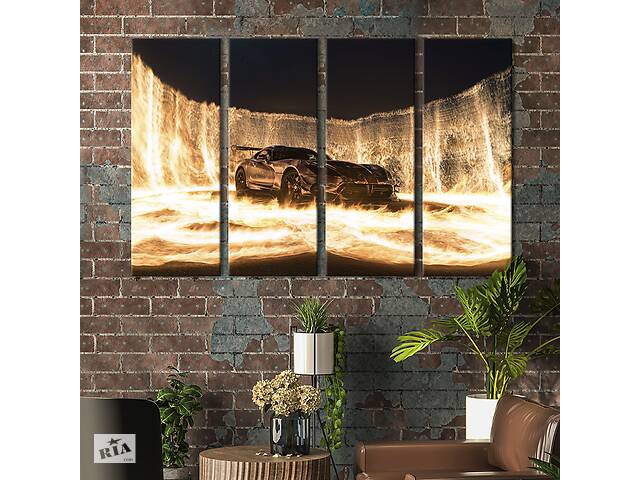 Картина на холсте KIL Art Брутальный огненный автомобиль 149x93 см (1401-41)
