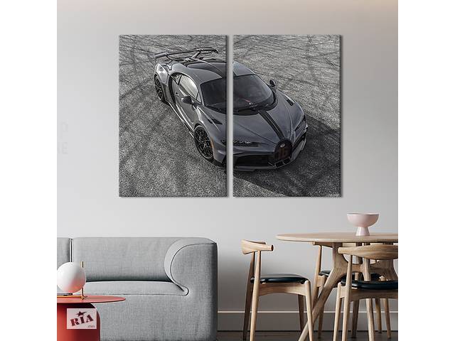 Картина на холсте KIL Art Bugatti Chiron Pur Sport вид сверху 165x122 см (1297-2)
