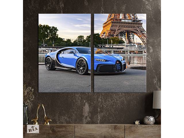 Картина на холсте KIL Art Bugatti Chiron в голубом цвете 111x81 см (1298-2)