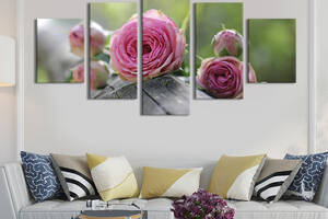 Картина на холсте KIL Art Букет чайных роз на скамейке 162x80 см (987-52)