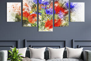 Картина на холсте KIL Art Букет полевых цветов на белом фоне 162x80 см (818-52)