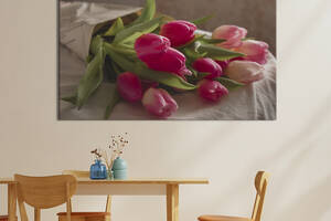 Картина на холсте KIL Art Букет розовых тюльпанов 75x50 см (936-1)