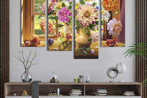 Картина на холсте KIL Art Букет цветов и фрукты 129x90 см (825-42)
