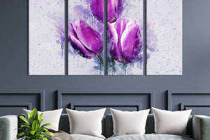 Картина на холсте KIL Art Бутоны фиолетовых тюльпанов 89x53 см (861-41)