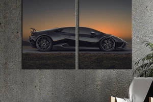 Картина на холсте KIL Art Чёрная бестия Lamborghini 111x81 см (1372-2)