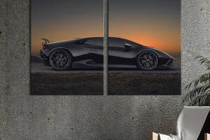 Картина на холсте KIL Art Чёрная бестия Lamborghini 71x51 см (1372-2)