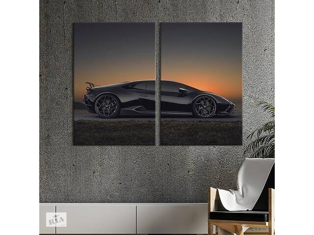 Картина на холсте KIL Art Чёрная бестия Lamborghini 71x51 см (1372-2)