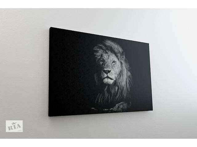 Картина на холсте KIL Art Чёрно-белый лев 122x81 см (105)