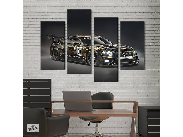 Картина на холсте KIL Art Чёрно-золотой Bentley Continental 149x106 см (1260-42)