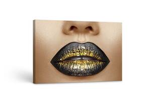 Картина на полотні KIL Art Чорні губи із золотом 122x81 см (182)
