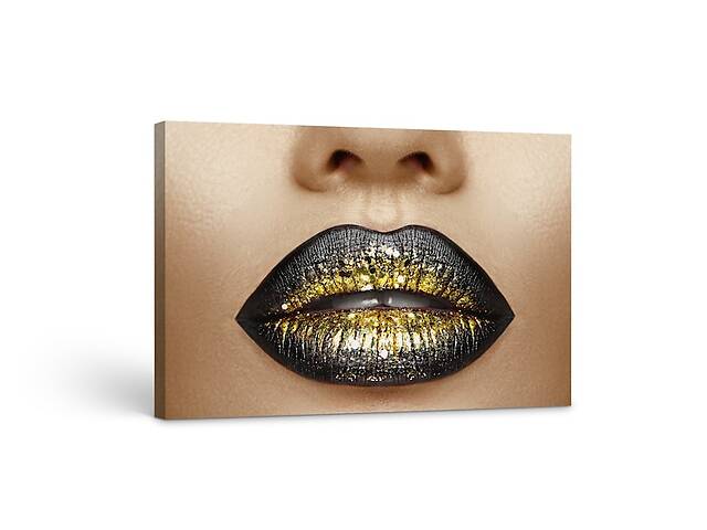 Картина на холсте KIL Art Чёрные губы с золотом 51x34 см (182)