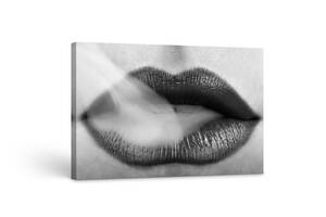 Картина на холсте KIL Art Чёрные губы и сигаретный дым 81x54 см (177)