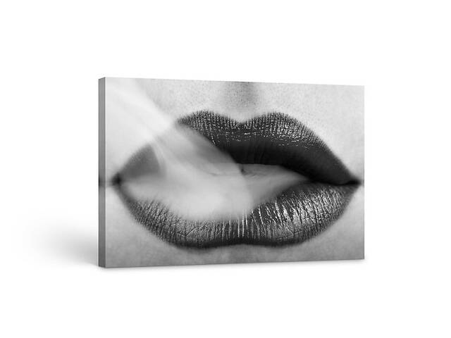 Картина на холсте KIL Art Чёрные губы и сигаретный дым 81x54 см (177)