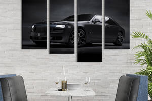 Картина на холсте KIL Art Чёрный автомобиль Rolls-Royce Ghost 129x90 см (1393-42)
