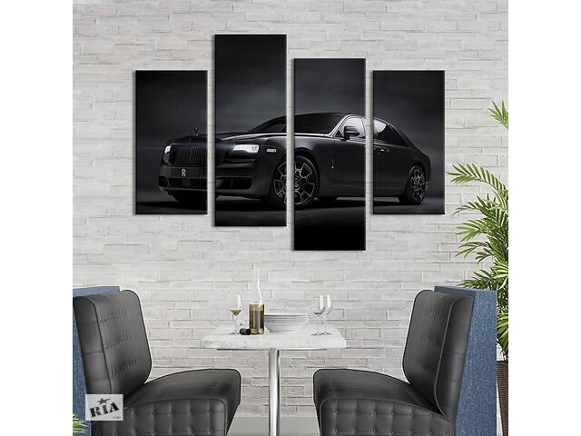 Картина на холсте KIL Art Чёрный автомобиль Rolls-Royce Ghost 89x56 см (1393-42)