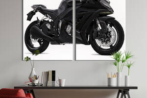 Картина на холсте KIL Art Чёрный байк Kawasaki Ninja 400 111x81 см (1240-2)