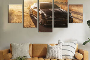 Картина на холсте KIL Art Чёрный Mercedes-Benz в пустыне 162x80 см (1366-52)