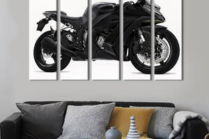 Картина на холсте KIL Art Чёрный мотоцикл Kawasaki Ninja 400 132x80 см (1240-51)
