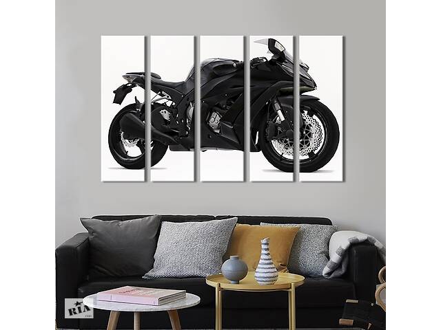 Картина на холсте KIL Art Чёрный мотоцикл Kawasaki Ninja 400 132x80 см (1240-51)