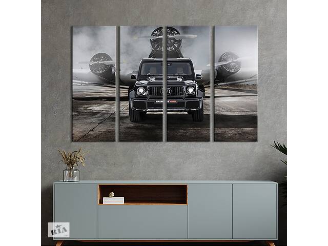 Картина на холсте KIL Art Чёрный внедорожник Mercedes AMG G63 Brabus 209x133 см (1247-41)