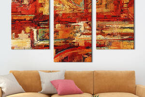 Картина на холсте KIL Art для интерьера в гостиную Абстракция гарячие пигменты 141x90 см (3-32)