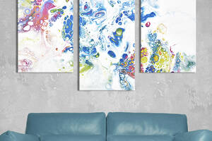 Картина на холсте KIL Art для интерьера в гостиную Абстактные краски на белой бумаге 141x90 см (57-32)