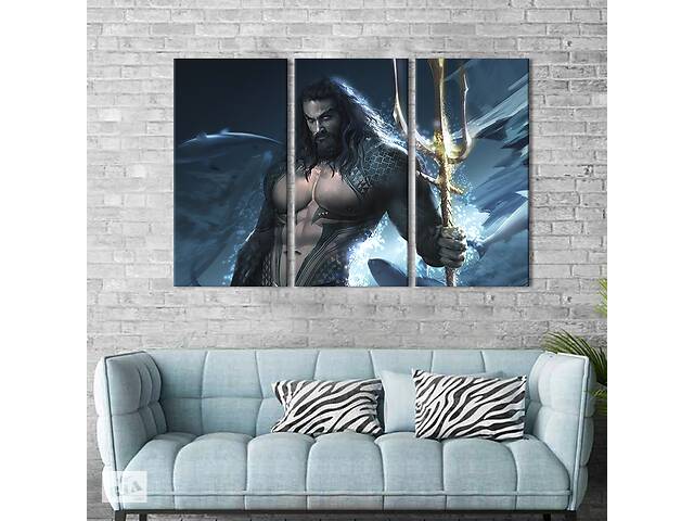 Картина на холсте KIL Art для интерьера в гостиную Aquaman Jason Momoa DC 66x40 см (682-32)