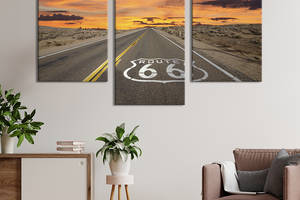 Картина на холсте KIL Art для интерьера в гостиную Автодорога 66 66x40 см (503-32)