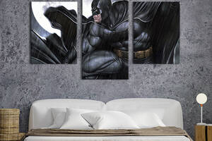 Картина на холсте KIL Art для интерьера в гостиную Бэтмен на фоне полной луны 66x40 см (689-32)