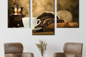 Картина на холсте KIL Art для интерьера в гостиную Благородный кофе 96x60 см (291-32)