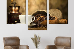 Картина на холсте KIL Art для интерьера в гостиную Благородный кофе 141x90 см (291-32)