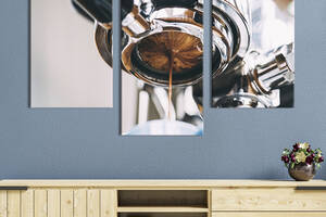 Картина на холсте KIL Art для интерьера в гостиную Эспрессо из кофемашины 66x40 см (297-32)