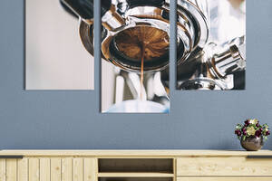 Картина на холсте KIL Art для интерьера в гостиную Эспрессо из кофемашины 141x90 см (297-32)