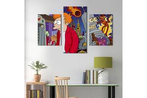 Картина на холсте KIL Art для интерьера в гостиную Fry and Bender 96x60 см (712-32)