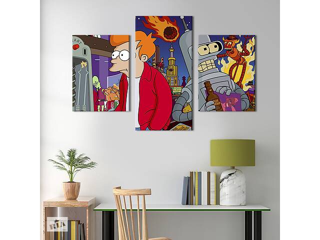 Картина на холсте KIL Art для интерьера в гостиную Fry and Bender 96x60 см (712-32)