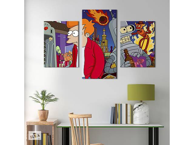 Картина на холсте KIL Art для интерьера в гостиную Fry and Bender 141x90 см (712-32)