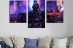 Картина на холсте KIL Art для интерьера в гостиную Главная героиня Киберпанк 2077 96x60 см (657-32)