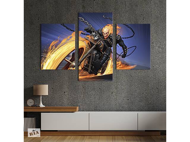 Картина на холсте KIL Art для интерьера в гостиную Johnathon Blaze, Ghost Rider 66x40 см (713-32)