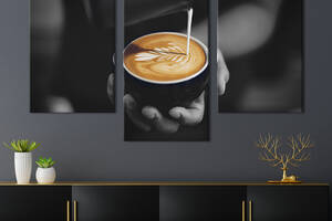 Картина на холсте KIL Art для интерьера в гостиную Кофе с узором 66x40 см (300-32)