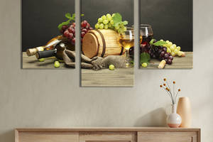 Картина на холсте KIL Art для интерьера в гостиную Композиция из вин и винограда 96x60 см (277-32)