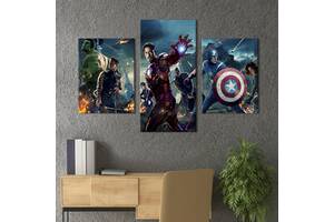 Картина на холсте KIL Art для интерьера в гостиную Команда Marvel Мстители 96x60 см (649-32)