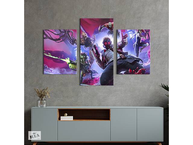 Картина на холсте KIL Art для интерьера в гостиную Команда супергероев Стражи Галактики 141x90 см (726-32)