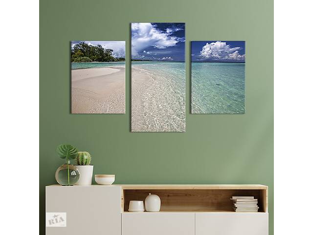 Картина на холсте KIL Art для интерьера в гостиную Красивый морской пляж Мартиники 96x60 см (449-32)