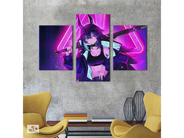 Картина на холсте KIL Art для интерьера в гостиную Крутая киберпанк девушка 96x60 см (693-32)