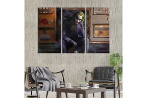 Картина на холсте KIL Art для интерьера в гостиную Культовый Джокер Хита Леджера 141x90 см (718-32)