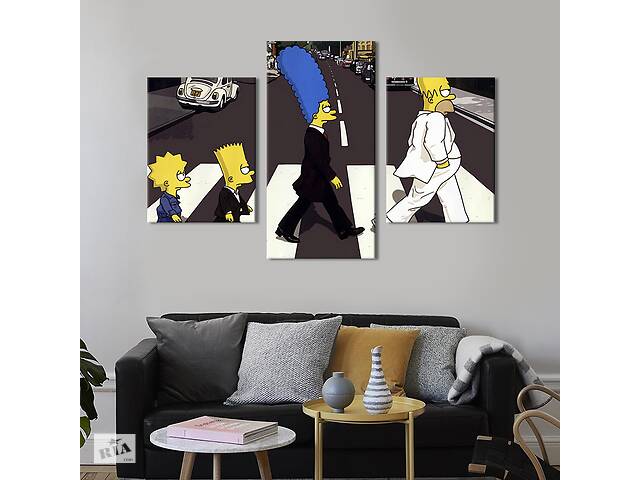Картина на холсте KIL Art для интерьера в гостиную Культовые Симпсоны 96x60 см (740-32)