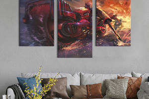 Картина на холсте KIL Art для интерьера в гостиную Киберпанк мотоциклист 96x60 см (695-32)