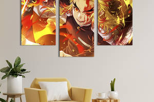 Картина на холсте KIL Art для интерьера в гостиную Меч Кёджуро Ренгоку 96x60 см (723-32)